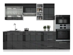 Mueble de cocina antracita brillo intenso/blanco 280x46x81.6 fame-line