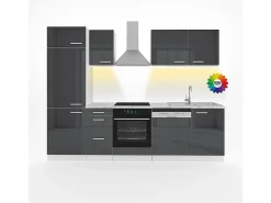 Mueble de cocina antracita brillo intenso/blanco 270x46x81.6 optima