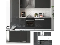 Mueble de cocina antracita brillo intenso/blanco 270x46x81.6 optima