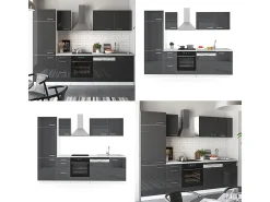 Mueble de cocina antracita brillo intenso/blanco 270x46x81.6 optima