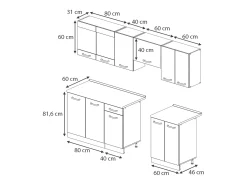 Mueble de cocina antracita brillo intenso/blanco 240x60x81.6 raul