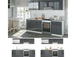Mueble de cocina antracita brillo intenso/blanco 240x60x81.6 raul