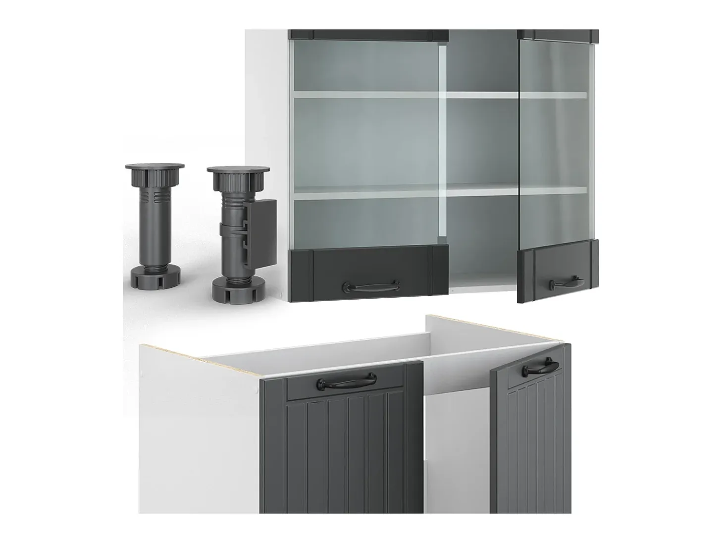 Mueble de cocina antracita casa de campo/blanco 235x60x81.6 fame-line