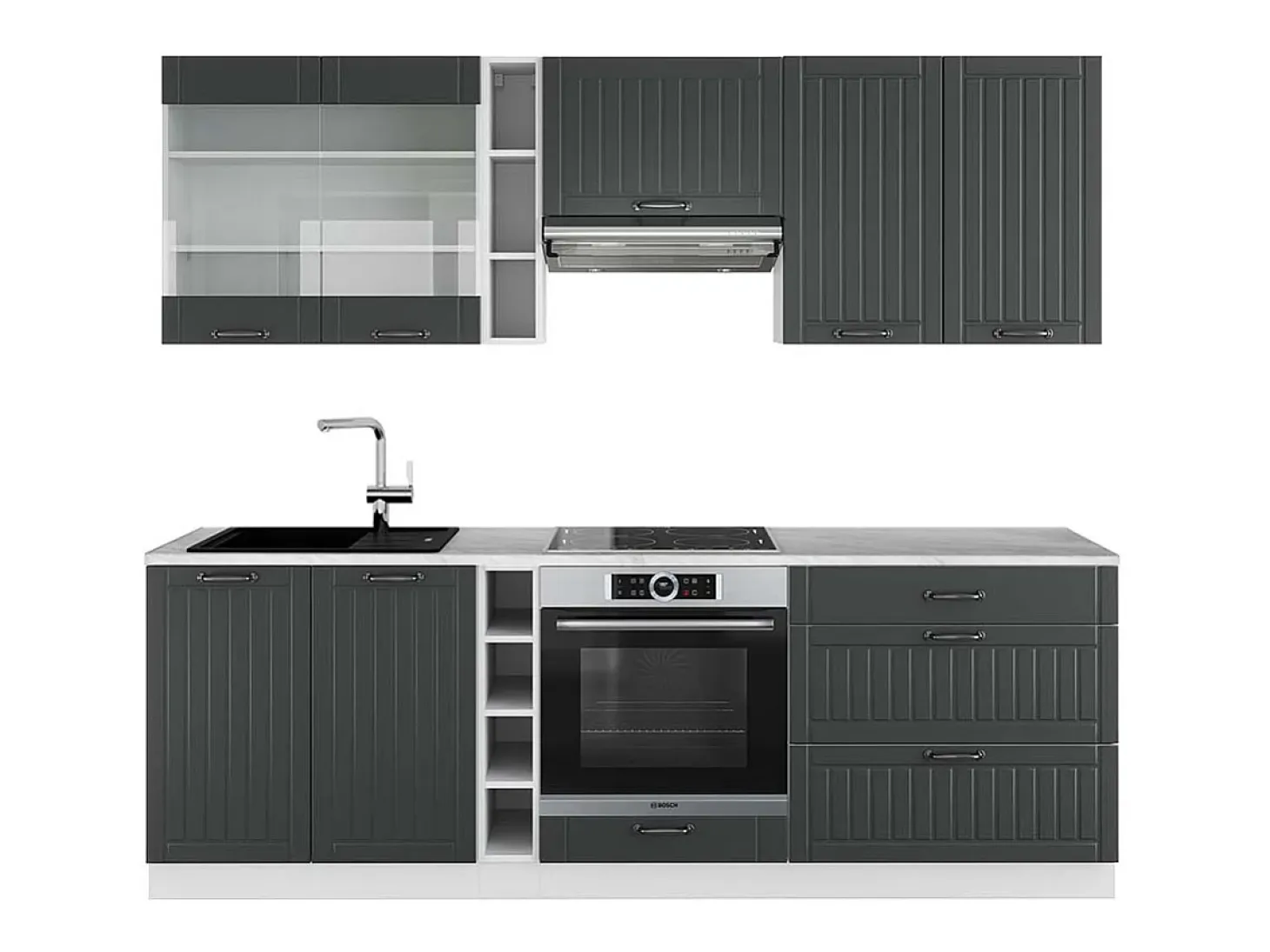 Mueble de cocina antracita casa de campo/blanco 235x60x81.6 fame-line
