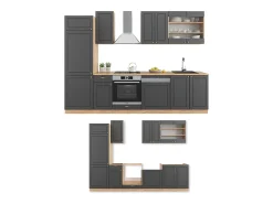 Mueble de cocina antracita casa de campo/roble kraft dorado 300x60x81.6 fame-line