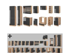 Mueble de cocina antracita brillo intenso/roble dorado eléctrico 355x46x81.6 fame-line
