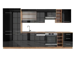 Mueble de cocina antracita brillo intenso/roble dorado eléctrico 355x46x81.6 fame-line