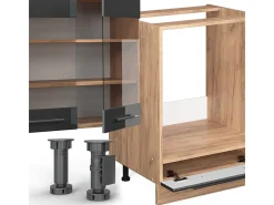 Mueble de cocina antracita brillo intenso/roble dorado eléctrico 355x46x81.6 fame-line