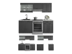 Mueble de cocina antracita casa de campo/blanco 200x60x81.6 r-line