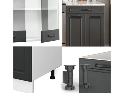 Mueble de cocina antracita casa de campo/blanco 200x60x81.6 r-line