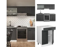 Mueble de cocina antracita casa de campo/blanco 200x60x81.6 r-line