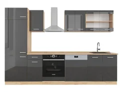 Mueble de cocina antracita brillo intenso/roble dorado eléctrico 300x46x81.6 r-line