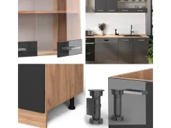 Mueble de cocina antracita brillo intenso/roble dorado eléctrico 300x46x81.6 r-line
