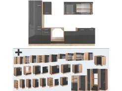 Mueble de cocina antracita brillo intenso/roble dorado eléctrico 300x46x81.6 r-line