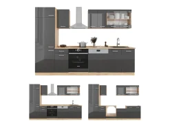 Mueble de cocina antracita brillo intenso/roble dorado eléctrico 300x46x81.6 r-line