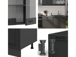 Mueble de cocina antracita casa de campo/antracita 300x46x81.6 r-line