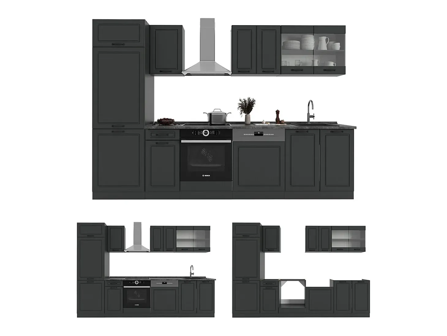 Mueble de cocina antracita casa de campo/antracita 300x46x81.6 r-line