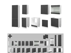 Mueble de cocina antracita-oro/blanco 300x46x81.6 fame-line