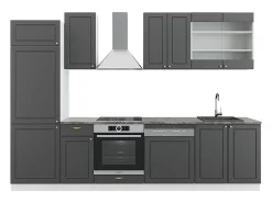 Mueble de cocina antracita-oro/blanco 300x46x81.6 fame-line