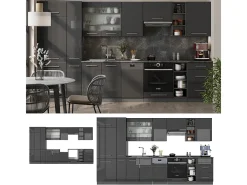 Mueble de cocina antracita alto brillo 355x60x81.6 fame-line