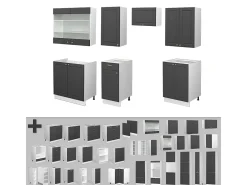 Mueble de cocina antracita-oro/blanco 240x46x81.6 fame-line