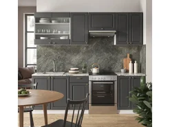Mueble de cocina antracita-oro/blanco 240x46x81.6 fame-line