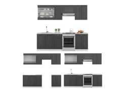 Mueble de cocina antracita-oro/blanco 240x46x81.6 fame-line
