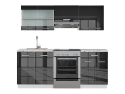 Mueble de cocina antracita brillo intenso/blanco 200x60x81.6 fame-line