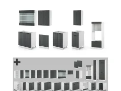 Mueble de cocina antracita casa de campo/blanco 300x46x81.6 fame-line