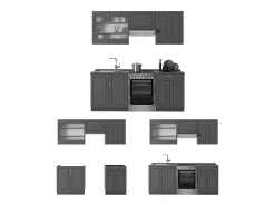 Mueble de cocina antracita-oro landhaus 200x46x81.6 fame-line
