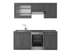 Mueble de cocina antracita-oro landhaus 200x46x81.6 fame-line