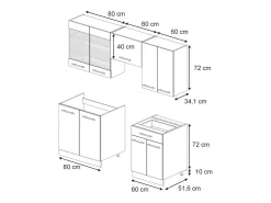 Mueble de cocina antracita-oro landhaus 200x46x81.6 fame-line