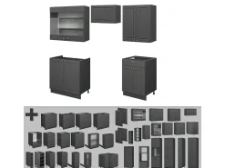 Mueble de cocina antracita-oro landhaus 200x60x81.6 fame-line