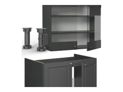 Mueble de cocina antracita-oro landhaus 235x46x81.6 fame-line