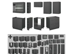 Mueble de cocina antracita-oro landhaus 235x46x81.6 fame-line