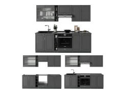 Mueble de cocina antracita-oro landhaus 235x46x81.6 fame-line
