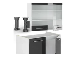Mueble de cocina antracita brillo intenso/blanco 235x46x81.6 fame-line