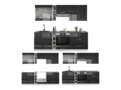 Mueble de cocina antracita brillo intenso/blanco 235x46x81.6 fame-line