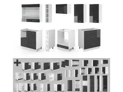 Mueble de cocina antracita brillo intenso/blanco 235x46x81.6 fame-line