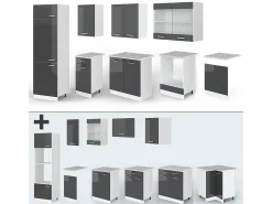 Mueble de cocina antracita brillo intenso/blanco 300x46x81.6 r-line