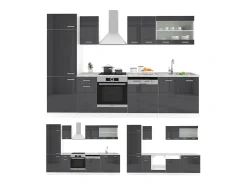 Mueble de cocina antracita brillo intenso/blanco 300x46x81.6 r-line