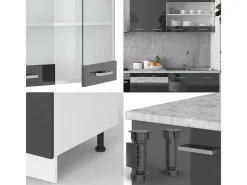 Mueble de cocina antracita brillo intenso/blanco 300x46x81.6 r-line