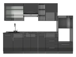Mueble de cocina antracita alto brillo 280x60x81.6 fame-line