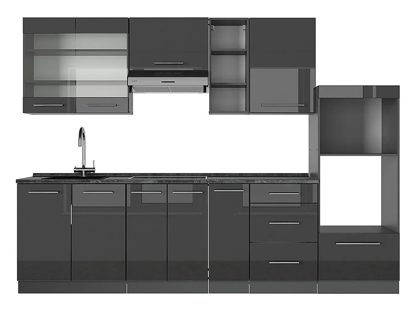 Mueble de cocina antracita alto brillo 280x60x81.6 fame-line