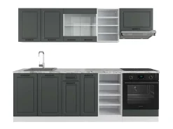 Mueble de cocina antracita casa de campo/blanco 240x60x81.6 r-line