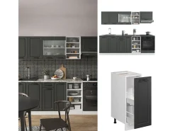 Mueble de cocina antracita casa de campo/blanco 240x60x81.6 r-line
