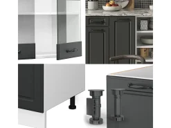 Mueble de cocina antracita casa de campo/blanco 240x60x81.6 r-line