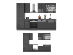 Mueble de cocina antracita alto brillo 300x60x81.6 fame-line