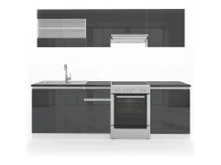 Mueble de cocina antracita brillo intenso/blanco 240x60x81.6 raul
