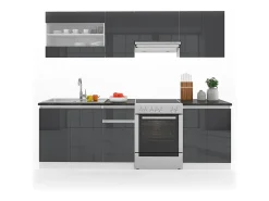 Mueble de cocina antracita brillo intenso/blanco 240x60x81.6 raul